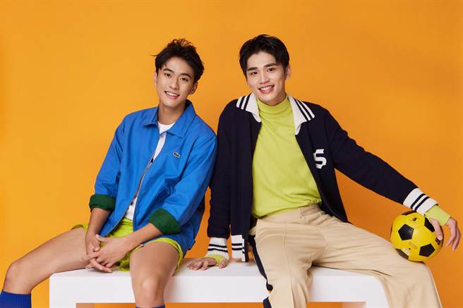 王品澔（右）、徐玮泽因《全明星运动会》表现抢眼，人气飙涨。（伊林娱乐提供，服装LACOSTE）