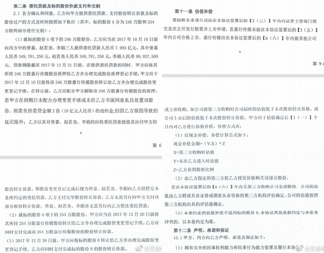 杨幂创立公司嘉行传媒疑欠债。（图／微博）