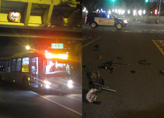 台中公车左转撞一家三口，婴儿车粉碎「母子双亡」。（叶庭欣翻摄）