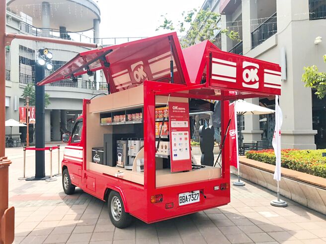 OKmart派出OKmove行动超商前往信义商圈门市驻点，将在现场开卖热腾腾美食。（OKmart提供）