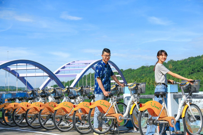 ▲微笑單車第1100站在甲仙，圖為甲仙大橋。(圖／林雅惠)

