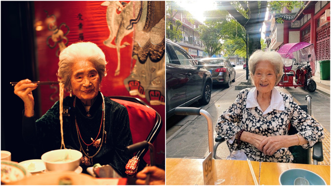 喻澤琴因喜愛各種美食，有「吃貨奶奶」的別稱。(圖／翻攝自蔡昀恩Elaine微博)