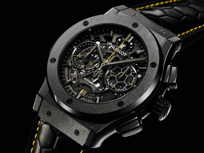 宇舶表经典融合系列AREO比利限量计时码表，陶瓷款，56万元。（HUBLOT提供）