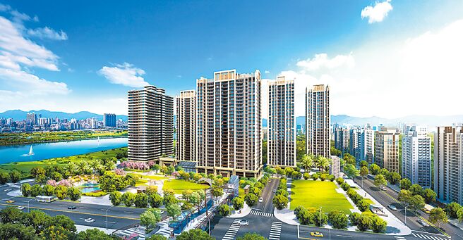 「都厅大院」一次匯聚市政中心、科技园区、轨道交通以及水岸都会公园4项重大利多，图为3D示意图。                           （业者提供）