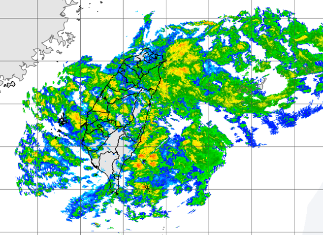 東北季風主導本周天氣，南海也有水氣移入，全台有降雨機率。（中央氣象局提供）
