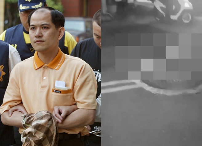 桃园帮派「黑人家族」角头郭信一遭开6枪倒地画面曝光。（翻摄影片）