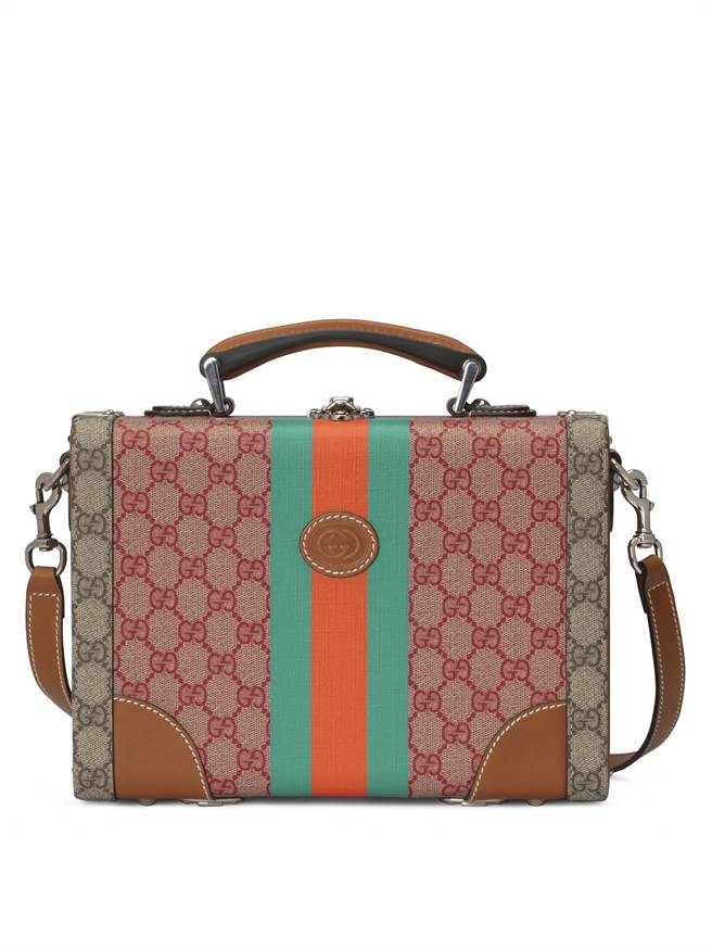 Gucci新年系列印花撞色手提硬箱，17万3600元。（Gucci提供）
