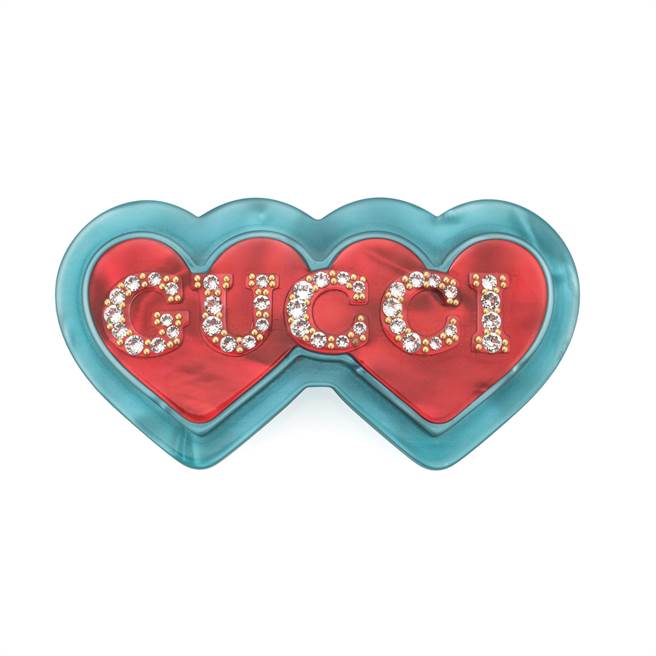 Gucci新年系列爱心GG带钻髮夹，2万200元。（Gucci提供）