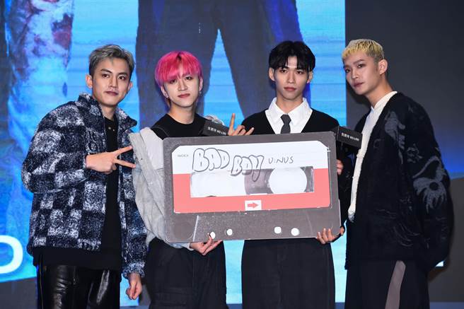 「U：NUS」有翔（左起）、昱廷、承佑、胥威今出席记者会。(黄雯犀摄)