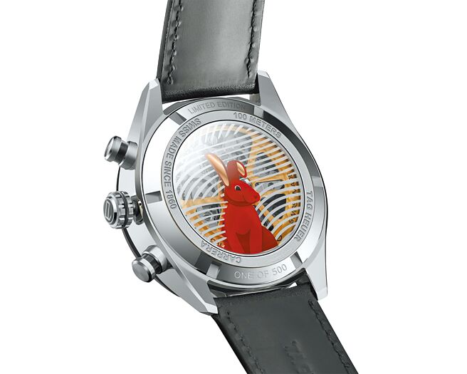 泰格豪雅新年獻禮CARRERA兔年限量計時腕表，限量500套，22萬8800元。（TAG Heuer提供）