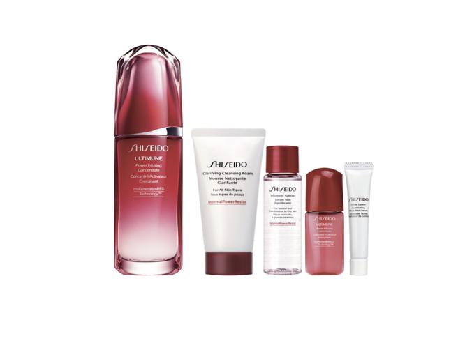 Global Mall新北中和店的资生堂电波精华组，原价7163元，优惠价4770元。（Global Mall提供）