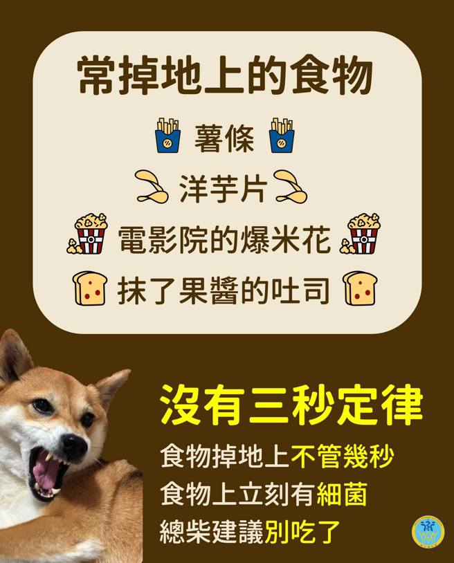 衛福部曾發文提醒，食物落地不管幾秒，都會沾上細菌。（圖／取自衛福部臉書）