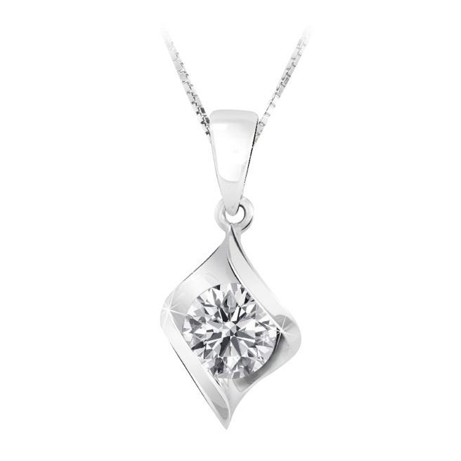 新光三越台中中港店福袋首奖－LAZARE铂金L'eau一克拉钻坠。（新光三越提供）