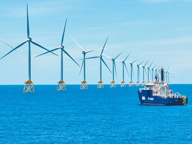 第二阶段离岸风场，7座全数延宕，图为大彰化风场部分完工风机。（沃旭能源提供）