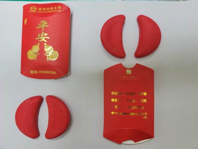 雾峰分局则祭出「好神杯橡皮擦」当宣导品。（雾峰警分局提供／冯惠宜台中传真）