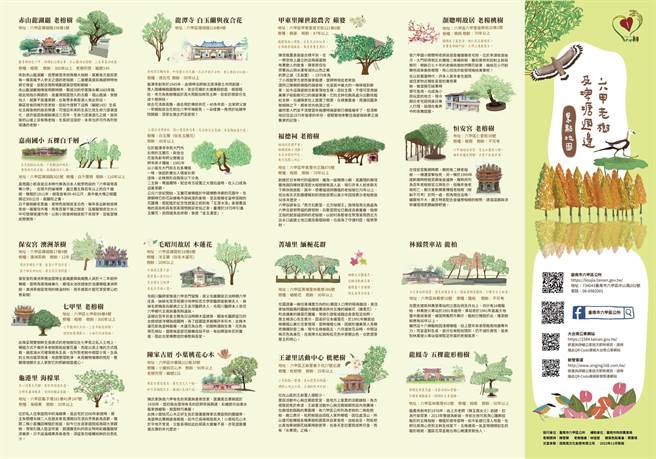六甲老樹及埤塘周邊地圖摺頁內容。（六甲區公所提供／張毓翎台南傳真）