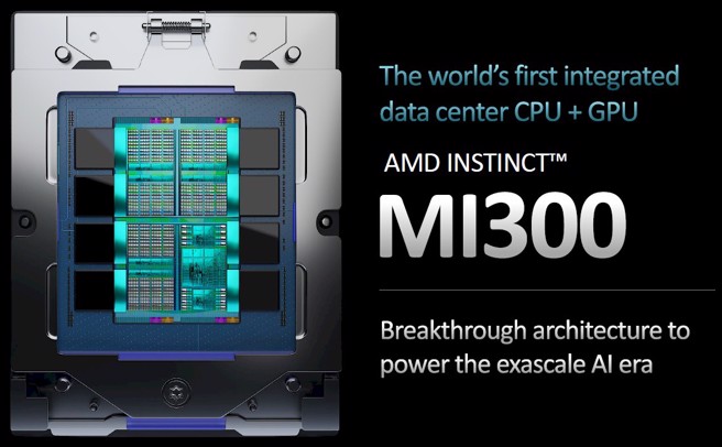 AMD近日推出最新的小晶片研發成果Instinct MI300，用小晶片封裝技術將13個晶片組合而成，晶體管總數達到1460億個，預計今年下半年上市。 （圖／AMD）