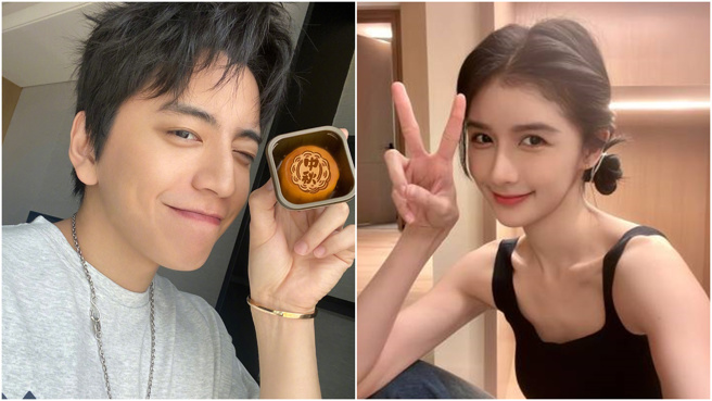 王大陆（左）日前官宣认爱蔡卓宜。(图／翻摄自王大陆微博、蔡卓宜微博)