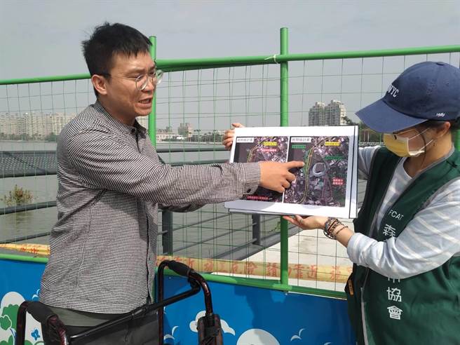 森林城市协会理事长庄杰任说，该开发案对澄清湖风景区湖岸景观、生态、水质保护上都造成负面引响，对此，他也提出规画设计的民间版本，希望高雄市政府重视。(林雅惠摄)
