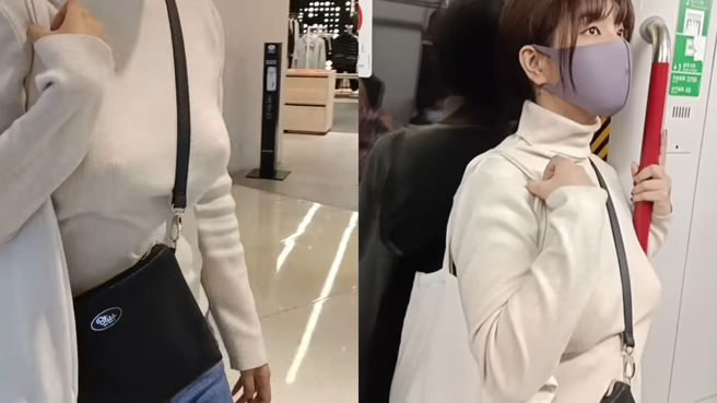 吴梦梦没穿内衣，胸前直接冒出谜之点点。(图/吴梦梦 Youtube)