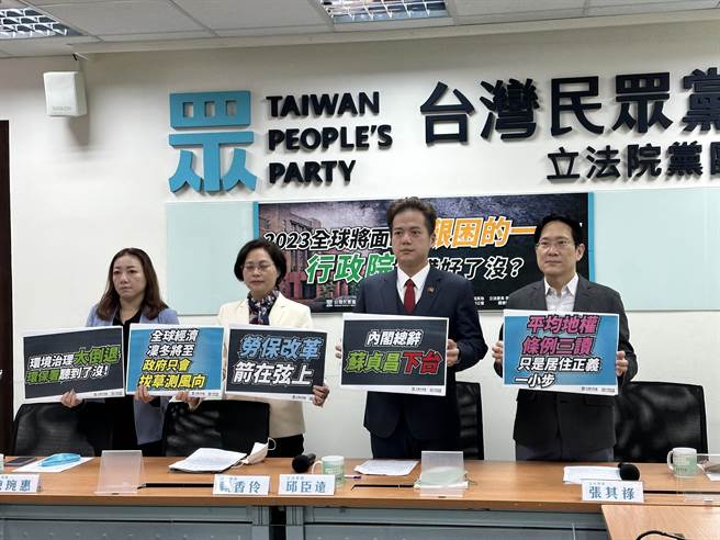 民眾党团上午举行「2023全球将面临艰困的一年，行政院准备好了没」记者会。（黄婉婷摄）