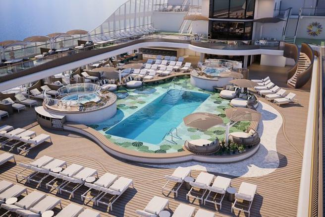 大洋邮轮(Oceania Cruises)顶楼甲板，可以让旅客享受日光浴。　图：大洋邮轮／提供