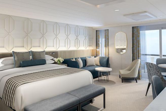 海上最宽敞的标准客舱，面积超过290平方英呎。　图：大洋邮轮／提供
