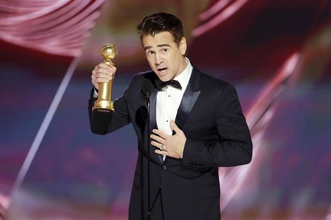 柯林法洛憑藉《伊尼舍林的女妖》奪下金球獎影帝，該片也是本屆大贏家。（美聯社）