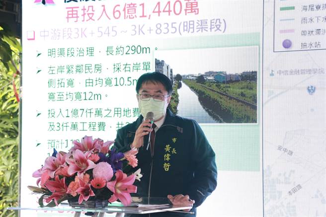 黄伟哲今天主持「安南区安中抽水站」新建工程动土典礼。(台南市政府提供／曹婷婷台南传真)