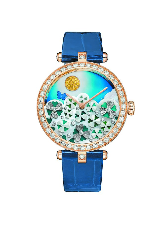梵克雅宝Lady Jour Nuit des Fleurs腕表，白天时繁花盛开，284万元。（Van Cleef & Arpels提供）