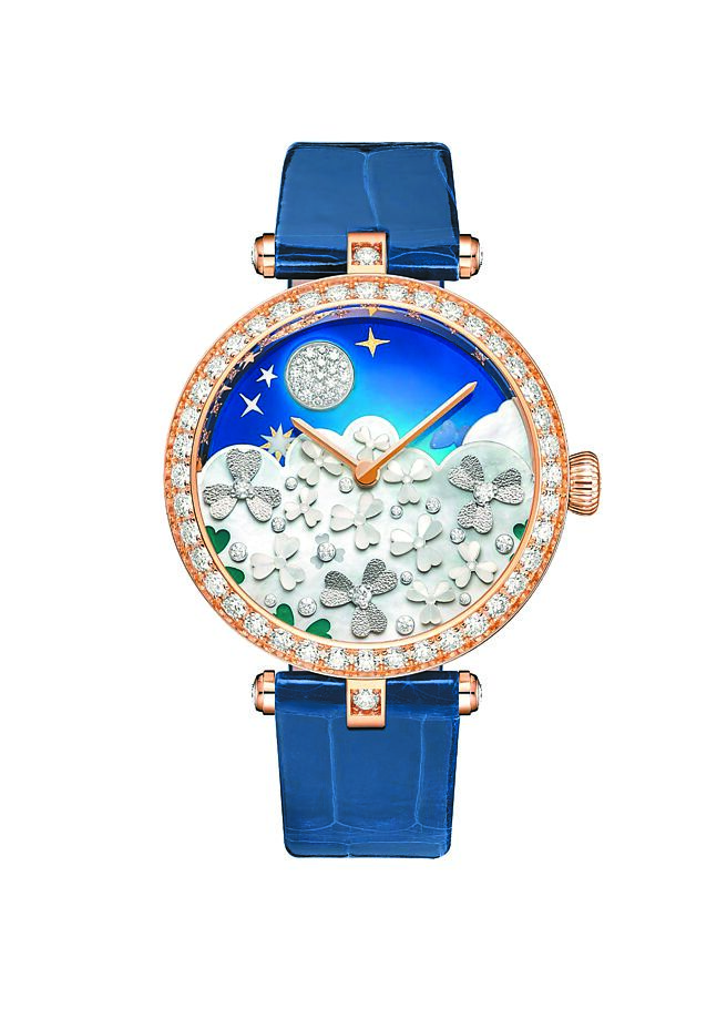 梵克雅宝Lady Jour Nuit des Fleurs腕表，夜晚时花园会休眠，284万元。（Van Cleef & Arpels提供）