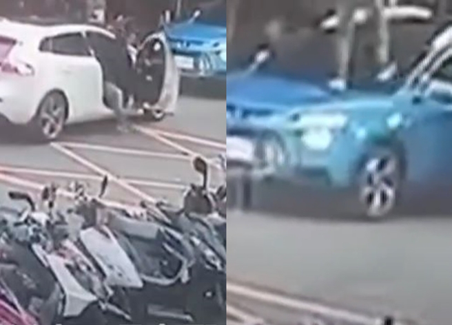 新北三重有名父亲发现女儿偷偷和学长出门，撂友人将学长痛殴一顿并砸车，全部被警方逮捕带回。（翻摄影片）