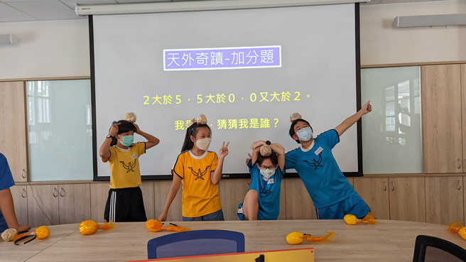 「天文游侠」2022年前进永福国小，「天外奇蹟」中学童发挥创意摆出独特姿势。(图／臺南市教育局)

