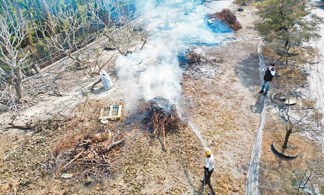 连日来南部地区空品不良，屏县环保局透过无人机监控，已查获8件违法露天燃烧行为。（屏县环保局提供／林和生屏东传真）