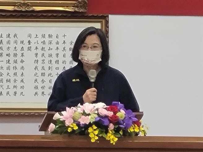 总统蔡英文致词时肯定警方打诈缉毒等作为。(林郁平摄)