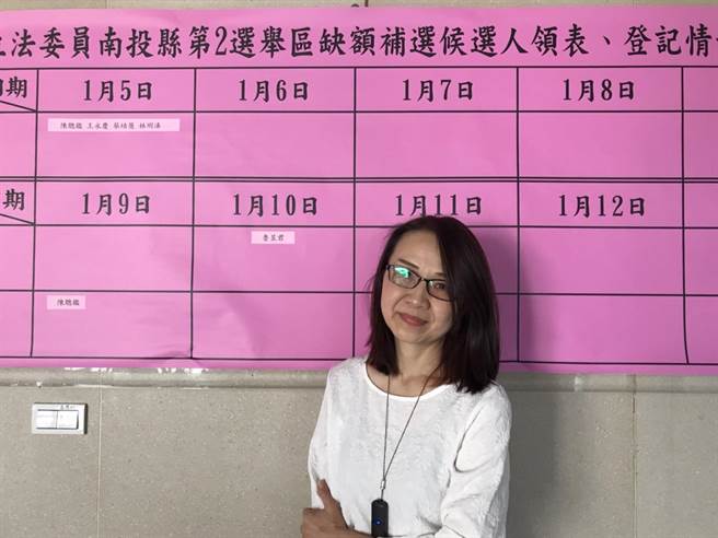 女教官鲁昱君获国家公义运动党推荐，登记参选南投县第2选区立委补选。（民眾提供／杨静茹南投传真）