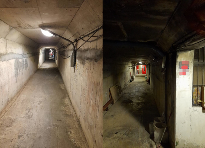 一名外送员送餐点到新北市新店区1处住家2楼时，竟然发现2楼是在马路下方。（翻摄自脸书外送员的奇闻怪事）