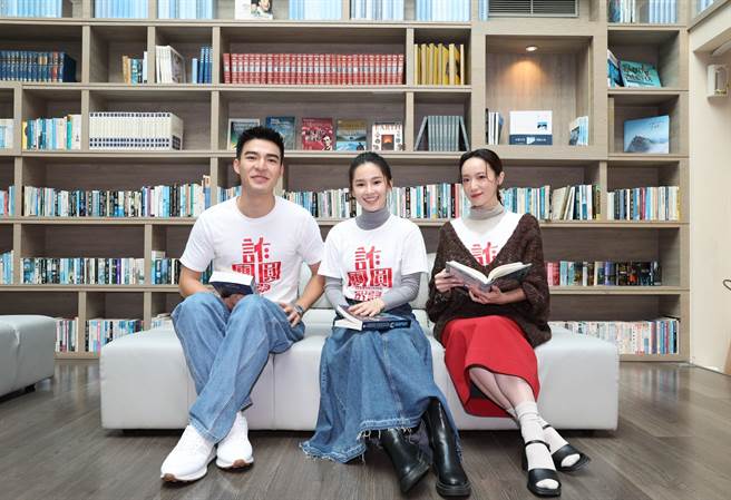 陳昊森（左起）、盧以恩、林子熙勤跑宣傳衝票房。（陳俊吉攝）