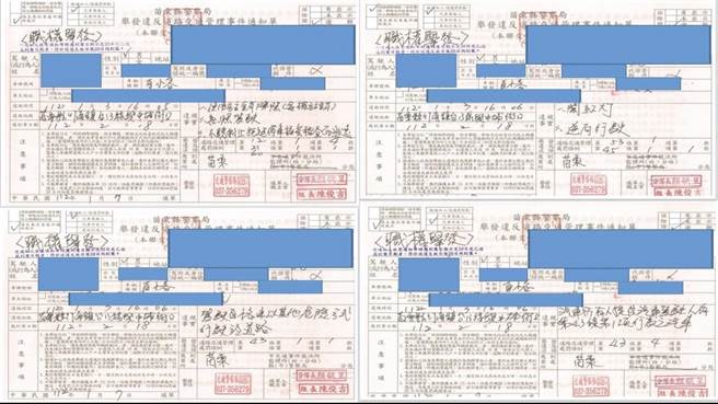 警方针对违规的林男开出６张罚单。（苗栗县警局提供／李京升苗栗传真）