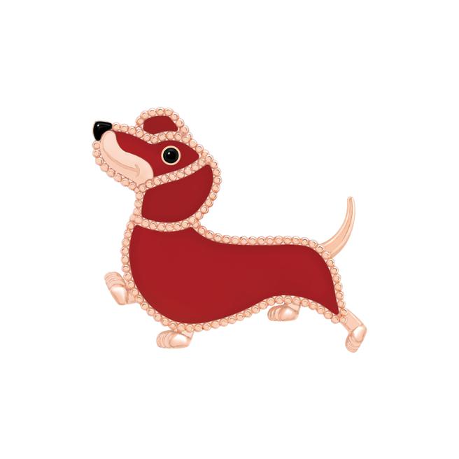 梵克雅寶Lucky Animals臘腸狗Dachshund胸針。（Van Cleef & Arpels提供）