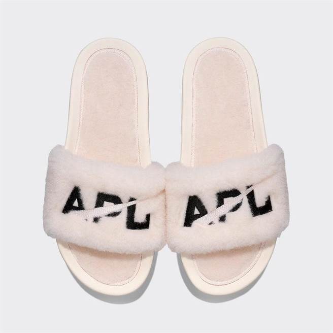 ASPORT APL Shearling 黑白色羊毛混纺休閒拖鞋，8080元。（ASPORT提供）