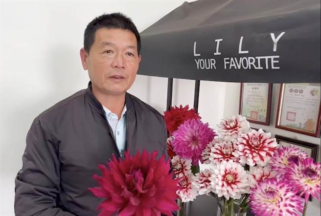 台湾百合产业发展协会理事长罗弘奇，今年试种日本进口的大理花，并取得日方授权。（陈世宗摄）
