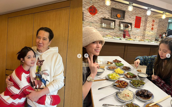 欧阳娜娜最近在社群晒出与家人合照，透露自己回台湾过年，与父亲合照意外泄他62岁状态。（图／摘自欧阳娜娜IG）