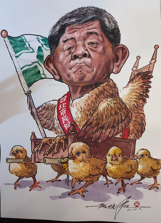 吴信和以漫画表现政治人物，传神且诙谐。（吴信和提供）