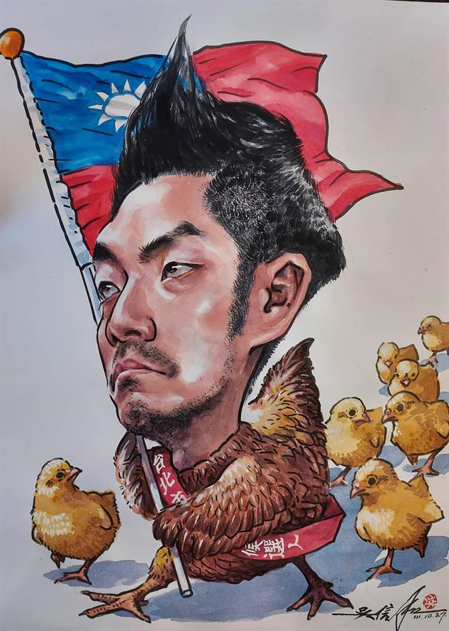 吴信和以漫画表现政治人物，传神且诙谐。（吴信和提供）