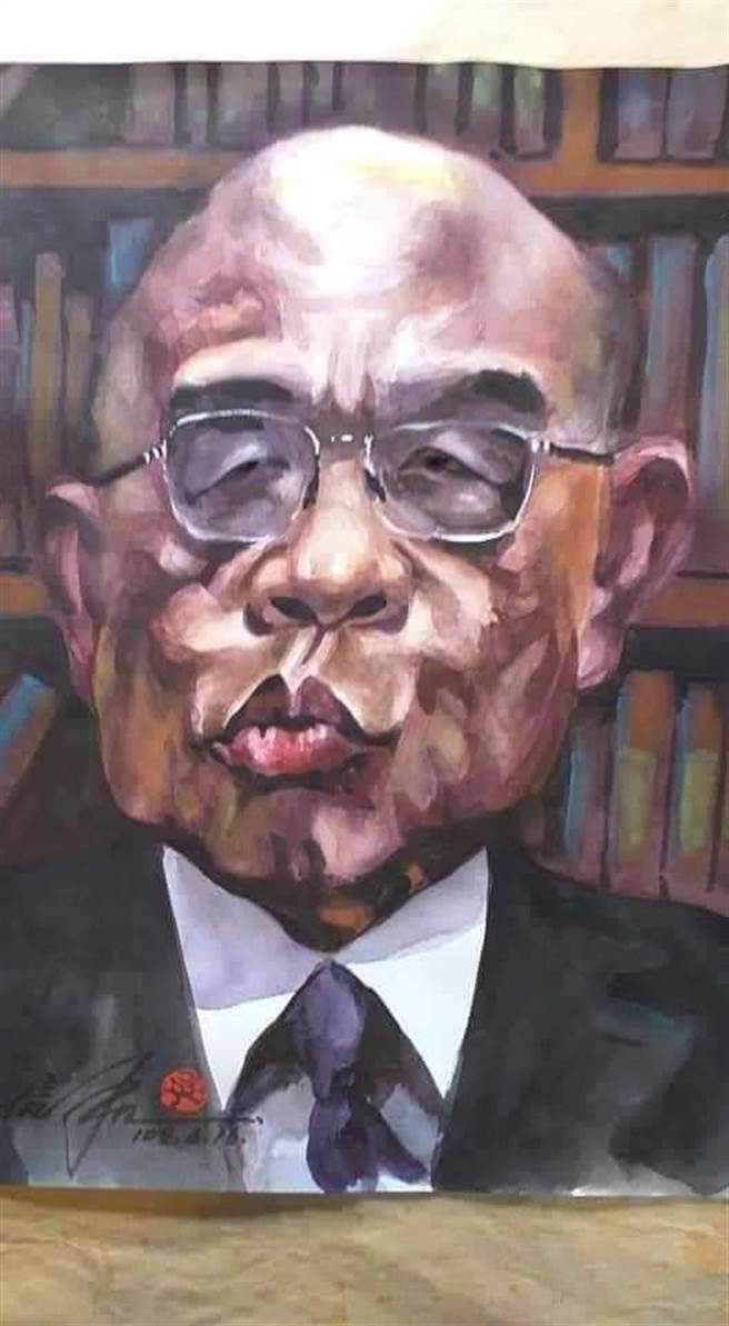 吴信和以漫画表现政治人物，传神且诙谐。（吴信和提供）