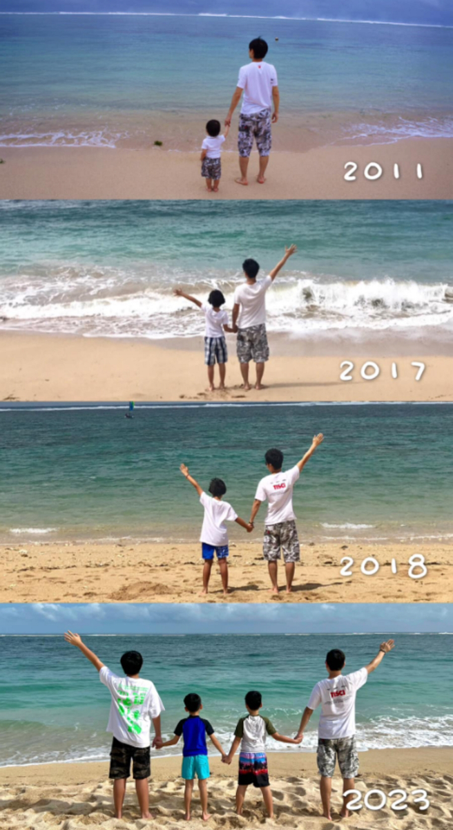 林志颖在峇里岛打卡，12年前对比照引起讨论。（图／摘自林志颖Jimmy Lin脸书）