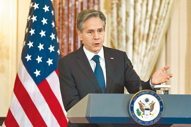 美国国务卿布林肯对大陆处理台海问题的态度表示担忧。（美联社）