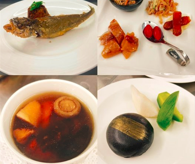 总统蔡英文PO出年夜饭菜色，右下角的「黑金奶黄流沙包」被发现虾皮有在卖。（图／取自蔡英文脸书）