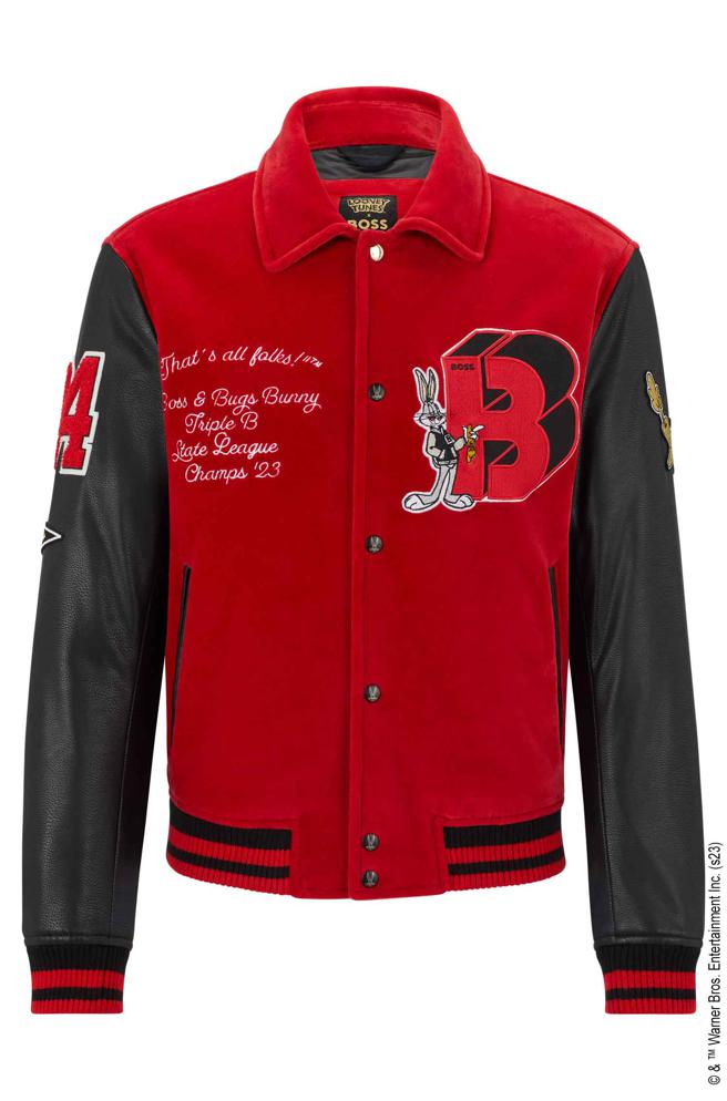 樂一通 x BOSS農曆新年聯名系列徽章棒球外套，2萬6400元。（ BOSS提供）